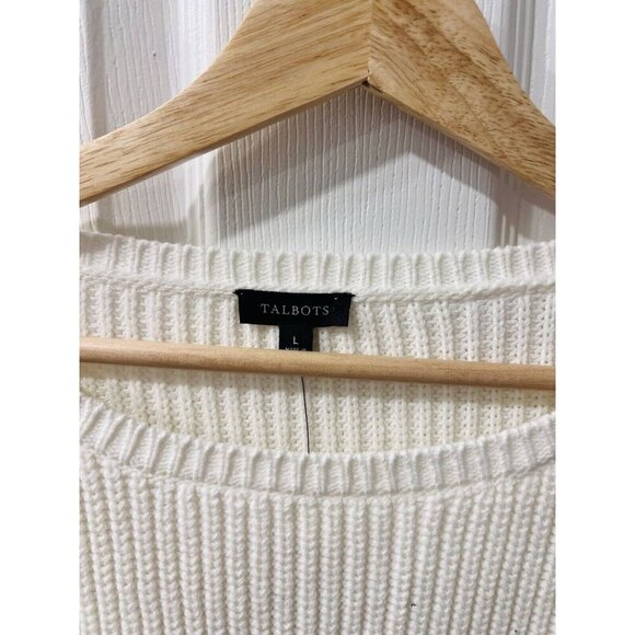 TALBOTS SHAKER STITCH BATEAU NECK Women’s SWEATER SPRING OMBRÉ Size Large NWT - Picture 4 of 7